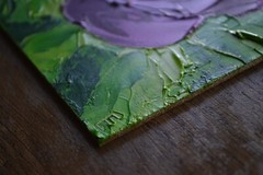 Original Painting Rose Burgundy Purple Flower Oil Art Nature Impasto size 6 x 6