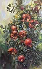 Pomegranate tree original oil painting modern wall art