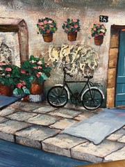 Mixed Media Impasto European Village Scene Painting Late 20th Century To Early21