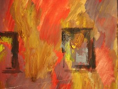 Ukrainian Soviet USSR tempera Painting avant-garde cubism old town house bridge