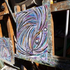 AN ENDLESS WIND card panel original abstract 8×10 oil painting by Crowell
