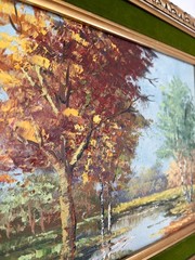 Vintage Framed Oil Painting Dutch Artist Den Braber Fall Landscape