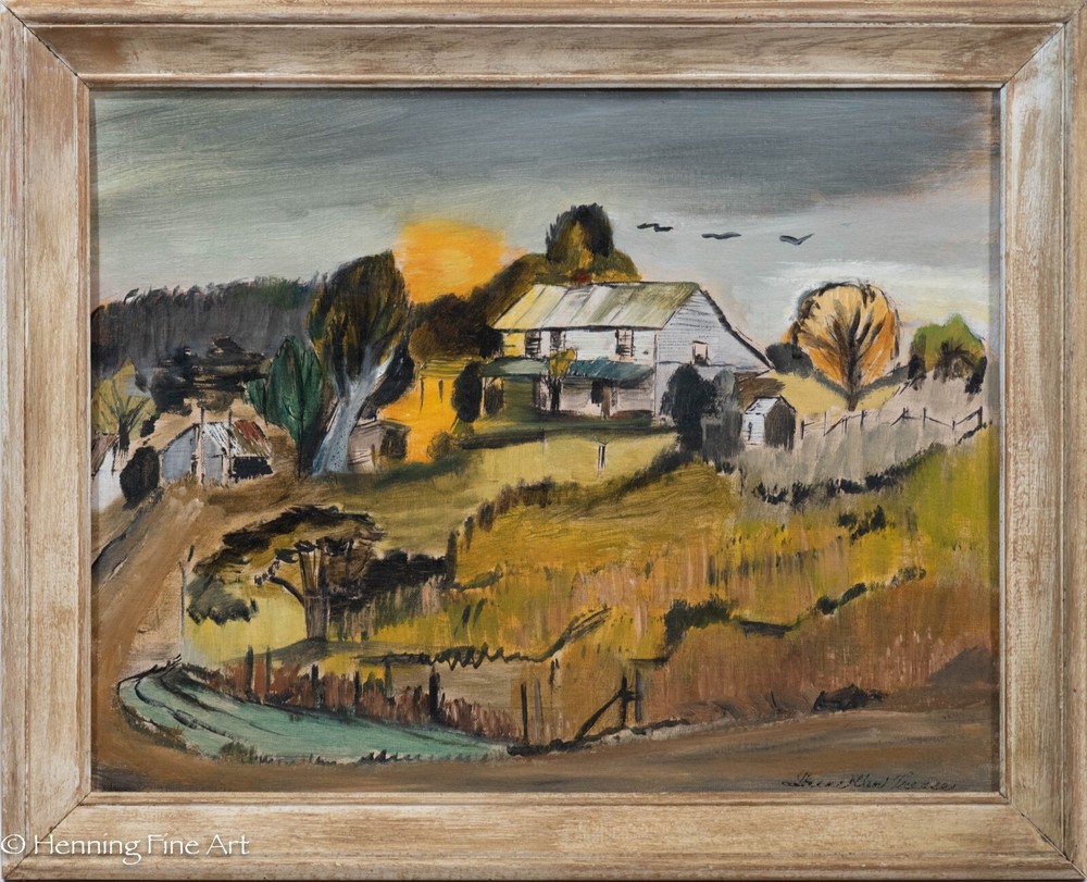 Vintage Impressionist Oil Painting Country Homestead Landscape D Leease, FINE!