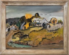 Vintage Impressionist Oil Painting Country Homestead Landscape D Leease, FINE!