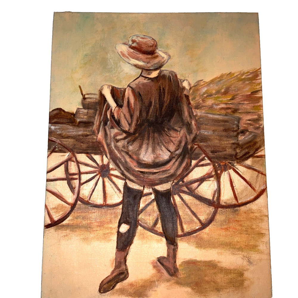 Americana wagon train original PAINTING by Schman western