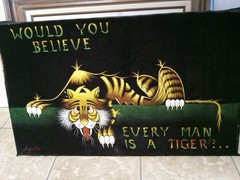 Vintage Vietnam Era Black Velvet Every Man Is A Tiger Painting Military