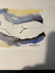 Abstract Watercolor Study “Nude Bather ”By DC Artist Ron Demetro 5.5×8