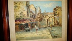 Oil Painting of „Lovely Citiscape“ Double Framed,Signed