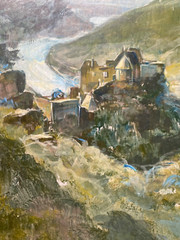 View of Castle on River – Aagstein Danube Ruin Renac Signed