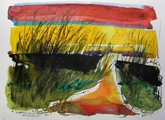 ORIGINAL Landscape WATERCOLOR Painting JMW art John Williams Expressionism