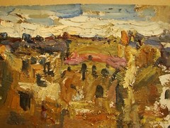 Ukrainian Soviet USSR Oil Painting Avant-garde postimpressionism old town house