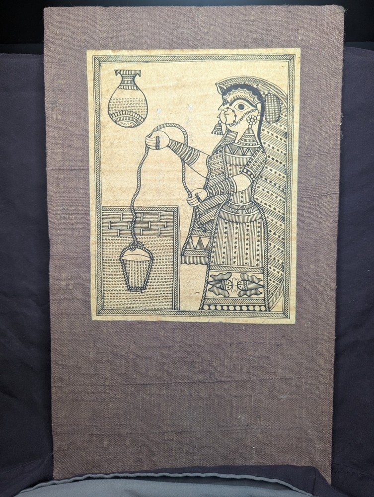 Vintage Madhubani/Mithila Painting Wall Hanging Home Decor Handmade Art