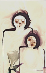 Jose Tonito Painting.Original art.SURPRISED.Organic realism.Natural flow figures