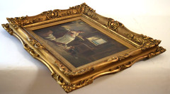 Finely Framed Signed Realistic Oil Painting by Alexander Austen Mother Child Dog