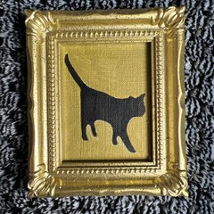 Black Cat,funny,cute,original,miniature Painting,small,mini,framed