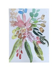 ACEO Painting By Kenna art Card Flowers 2.5” X 3.5” Signed Original ÀTC