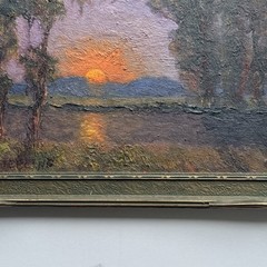 CALIFORNIA SUNSET PAINTING LANDSCAPE ANTIQUE FRAME DAVID WESTERLING LISTED 10″