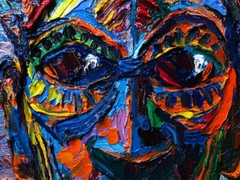 AFRICAN MASK OIL█PAINTING REALISM ART█SIGNED VINTAGE ORIGINAL█EXPRESSIONIST POP█