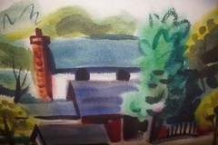 Impressionist Watercolor Painting – Residential Home in Summer – Ralph Anderson