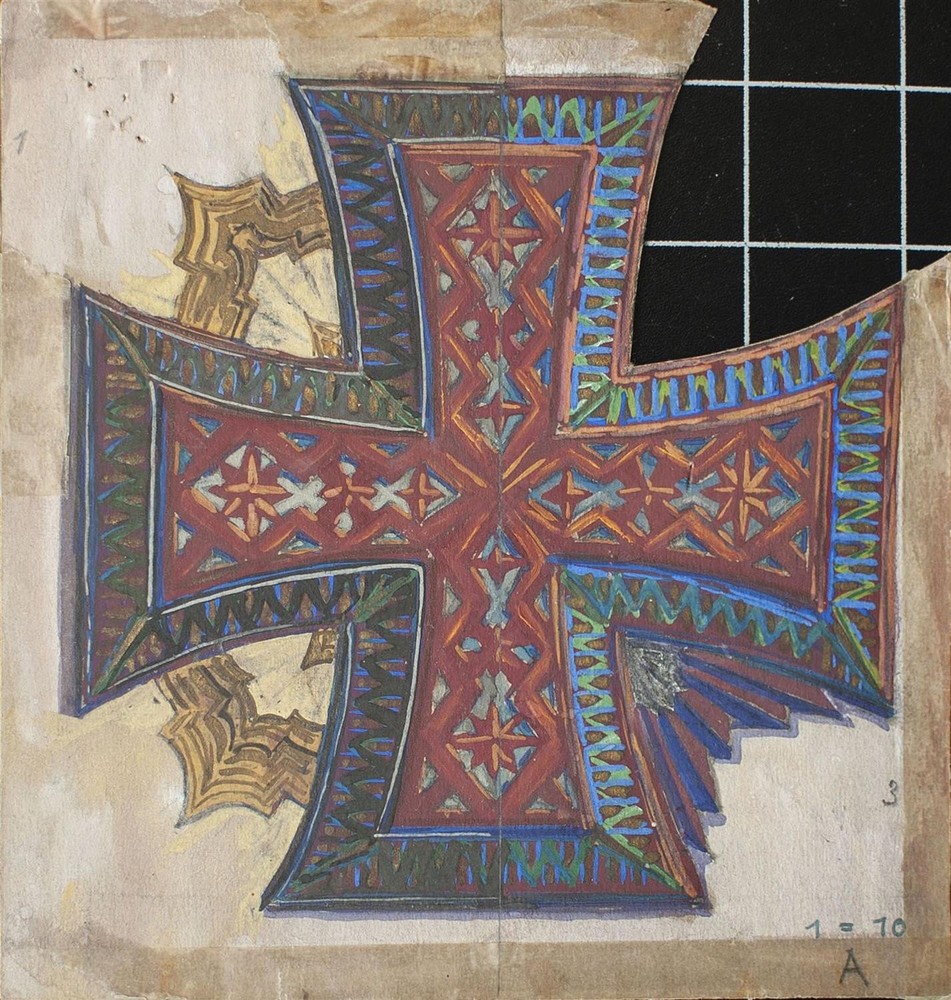 Albert Leusch Cross Study Design Unsigned Gouache Circa 1900