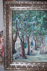 ORIGINAL FRAMED OIL EL PRADO BOULEVARD SCENE OLD HAVANA, CUBA ARTIST HECTO VIDAL