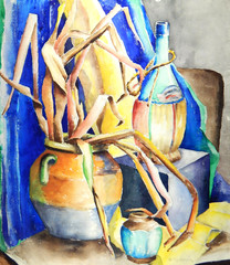 ARTIST G.D. ERVIN SIGNED ORIGINAL PAINTING WATERCOLOR 1920s 22×25 VINTAGE
