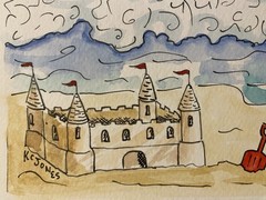Sandcastle Mixed Media Painting KC Jones Florida Beach Seascape Sea Coastal Art