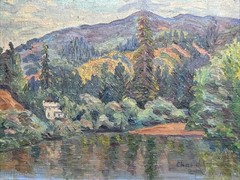 ANTIQUE AMERICAN IMPRESSIONIST PAINTING LANDSCAPE INDIANA CALIFORNIA KENNEDY