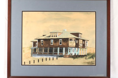 Vintage Ocean City Maryland Beach House Watercolor Painting Signed Jim Wilson 77