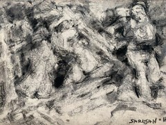 Sarah Salomon (Sarlosan) ( 20th Century ) Beautiful Expressionist Small Drawing