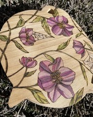 Cauldron Wood burning OOAK floral Witchy Art CalicoCallieInk Pagan Spooky