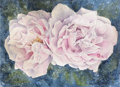 Floral Garden PINK ROSES Original Artwork Painting Flowers Landscape Art Gift A4