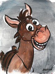 Atherton Original 9×12 Funny Horse Painting Cartoon Equine Art Acrylic on Paper
