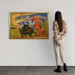 Modern contemporary art painting artwork horse bull 20th century frame