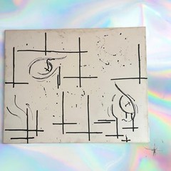 16 X20 Black and White Abstract Art Acrylic and Ink On Canvas Painting Wall Art