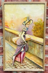 French Surrealist Artist Andre Breton Estate Painting. Signed Illegibly. C1900
