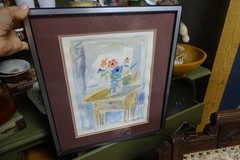 Mid-Century German Watercolor Still Life in Period Frame – R. Kohlhoff, c. 1950s