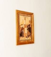 Wine & grape still life wood home decor kitchen wooden wall art boho marquetry