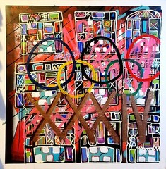 CORBELLIC OLYMPICS ART 36X36 LOS ANGELES 2024 COLLECTIBLE SERIES HOME OFFICE OIL
