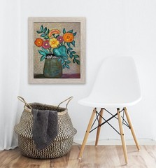 Original Contemporary 16×20 Earth Tone Floral Abstract Acrylic Canvas Painting