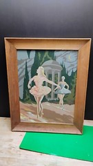 Vtg Paint By Number Moonlight Ballet Dancers Period Frame Painting 19.5″x15.5″