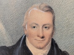 Antique 18th / 19th Century Portrait Painting Watercolour of a Man Signed Burt