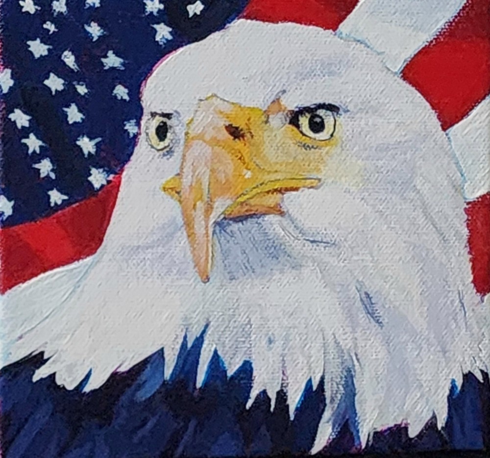 „Tribute To The USA“ Acrylic Painting On 6×6 Inch And A Half Stretched Canvas