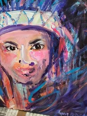 Original Acrylic Native Spirit Female Expressionistic Painting 12 X 16 In