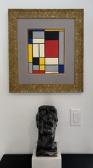 Piet Mondrian Hand Signed Oil On Paper Painting 1872-1944.In The Style Of.Framed