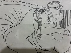 Excellent masterpiece, INK on OLD PAPER, signed PABLO PICASSO