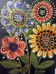 Original ACEO Art Card Painting Flowers