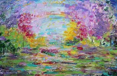 Original Painting 36×24 Colorful Landscape Canvas Art Spring Awakening