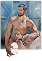 Art Gay Erotic Watercolor „Man“ 15,3 * 10,5 in. I.Bubentcov