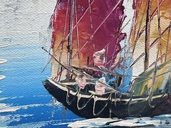 Hong Kong Harbor Original Vivid Color Acrylic on Canvas Painting